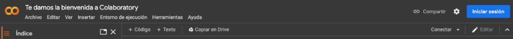 Encabezado de página web Colaboratory
