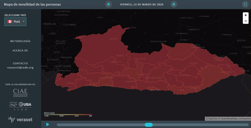 Peru Mapa Movilidad Personas covid-19 coronavirus datos georreferenciados cuarentena