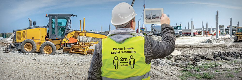 Construction safety. Social distancing signage. Fuente: PD Signs. Website designed by Granite Digital