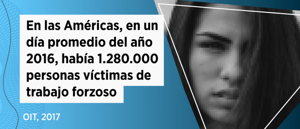 En las Américas en un día promedio de 2016 había 1280000 personas en situación de trabajo forzoso en el marco de trata de persona