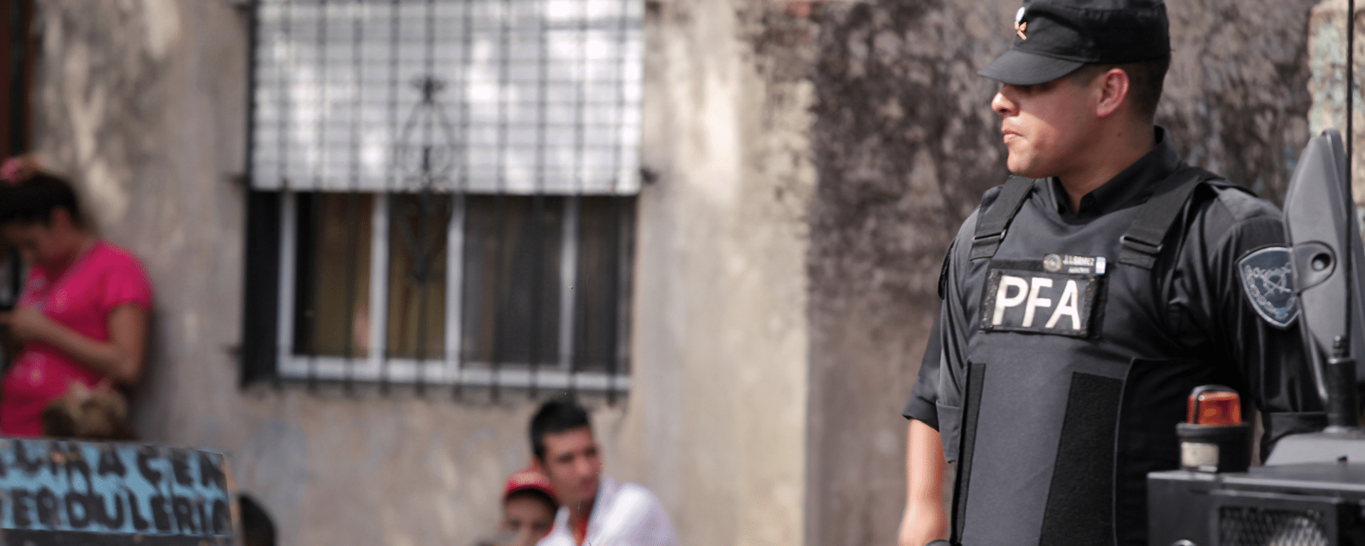Public security officer on duty in an urban neighborhood IDB