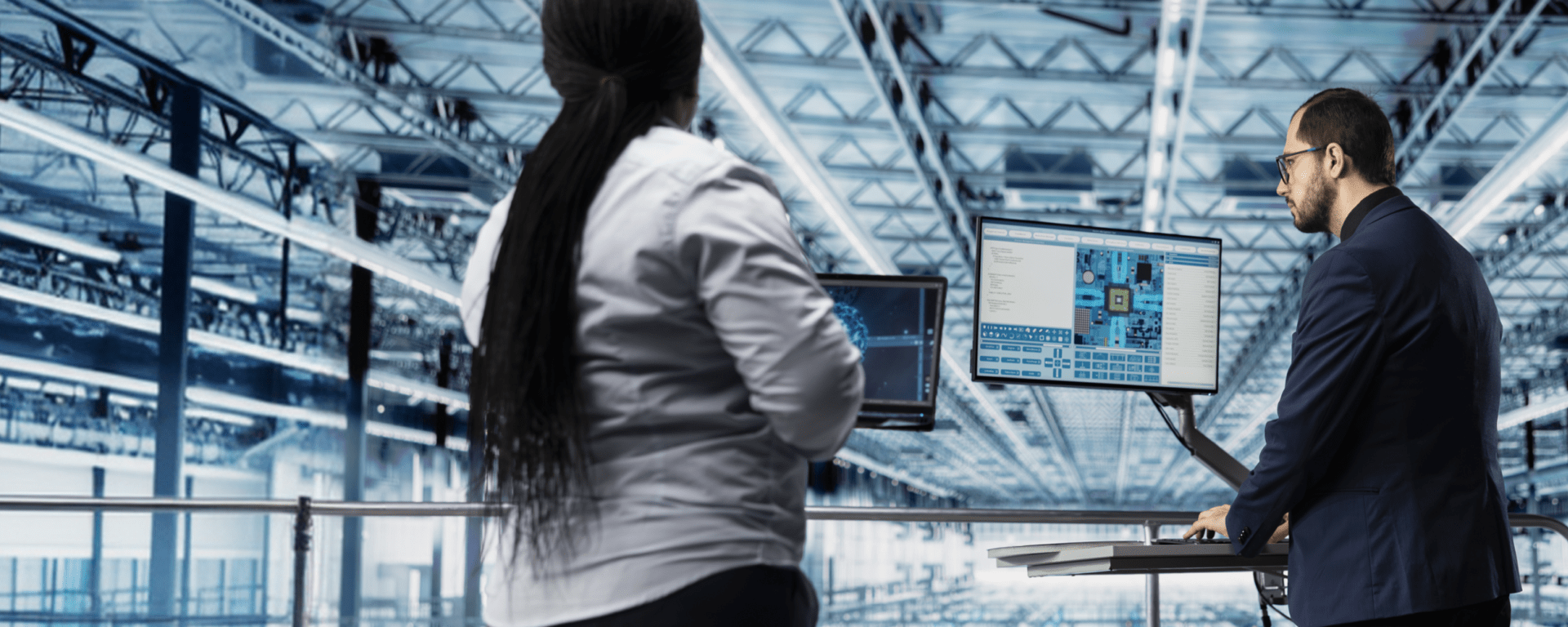 Professionals monitor AI-enabled manufacturing systems IDB