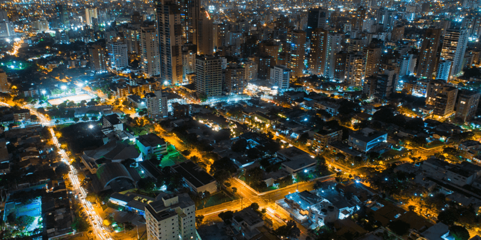 Panoramic night view of city - Inter American Development Bank - IDB Citizen Security