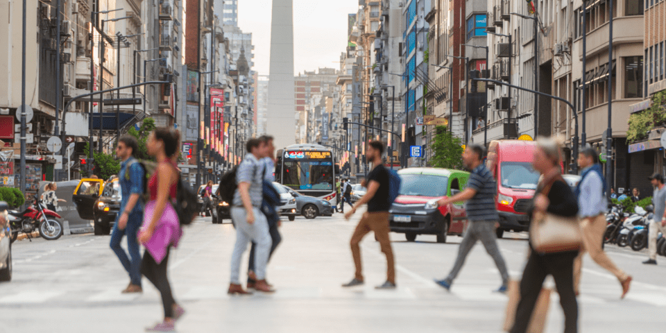 People walking through a Buenos Aires city street - Inter American Development Bank - Fiscal Management