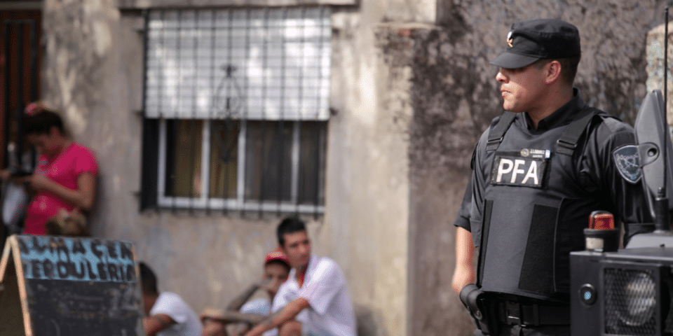 Public security officer on duty in an urban neighborhood IDB