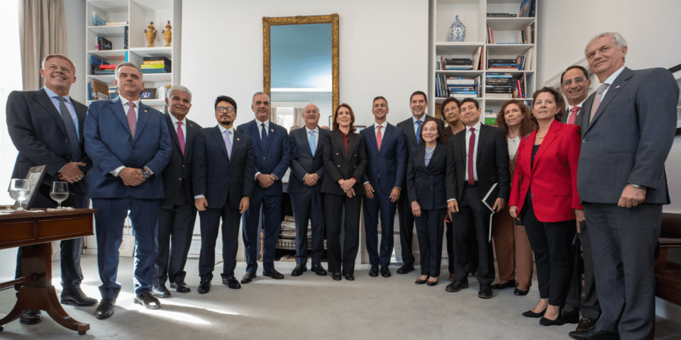 Representatives gathered for an institutional meeting at IDB headquarters, IDB.