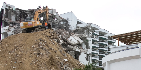 bulldozers operating in the aftermath of a natural disaster
