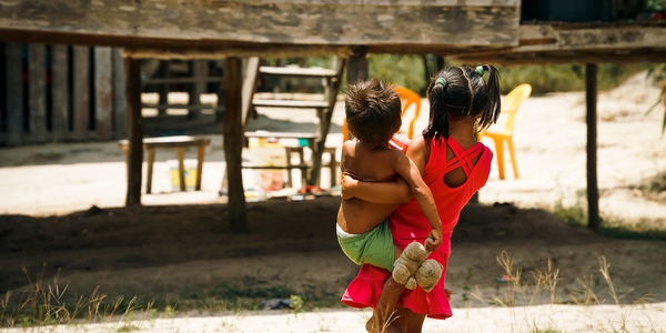 Two kids in a rural community (Surinam).