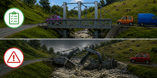 Image 1 – Deforestation in the upper and middle reaches of watersheds can increase erosion and downstream flows, increasing risks to road infrastructure.