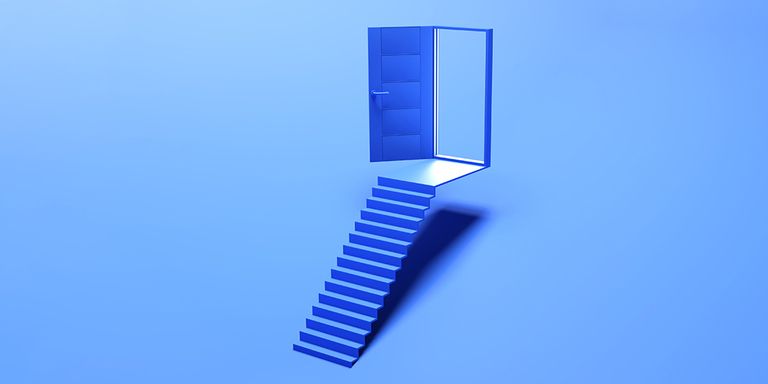 Graphic of stairs going up to an open door. Social development - Inter-American Development Bank - IDB