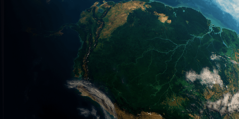 Planet Earth night view from the space - Inter American Development Bank - Amazonia
