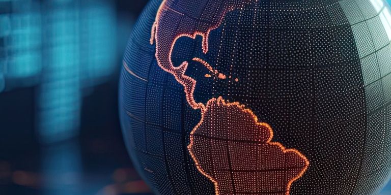 Planet Earth with technology background graphic - Inter American Development Bank - Knowledge Resources