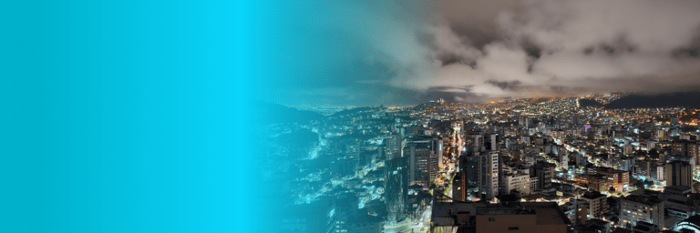 Panoramic night view of a city - Inter American Development Bank - Citizen Security