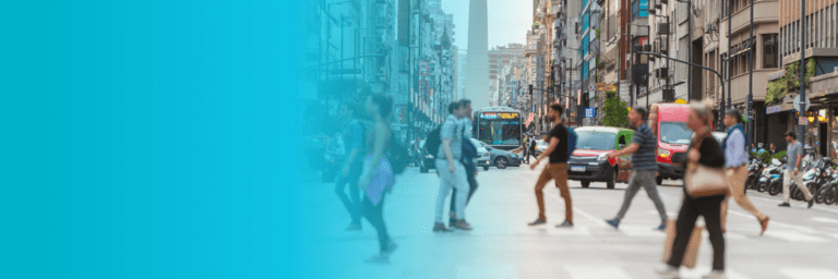 People walking through a Buenos Aires city street - Inter American Development Bank - Fiscal Management