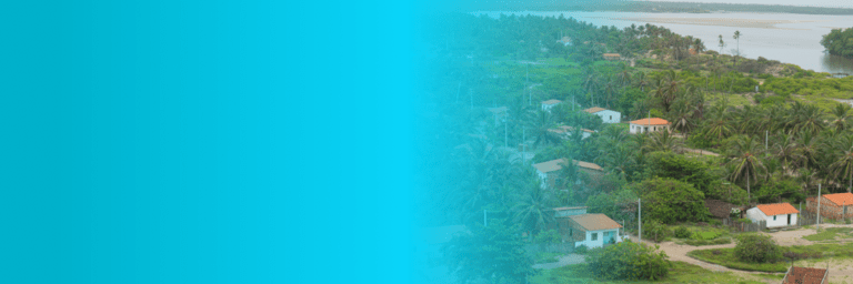 Houses and a forest with a river in the background - Inter American Development Bank - Amazon