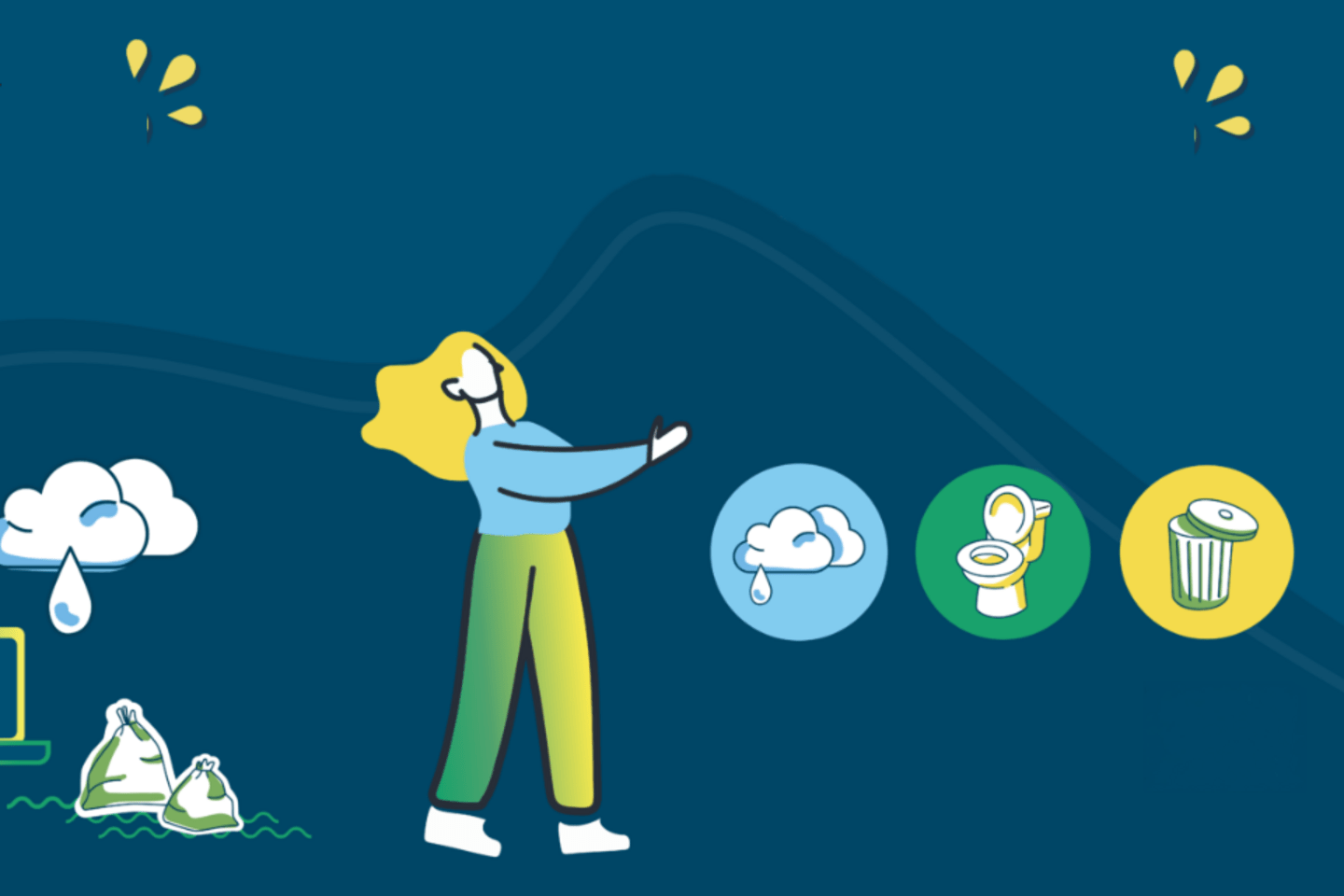 Ilustración Premio BID FEMSA 2024 sobre soluciones innovadoras en agua, saneamiento y residuos sólidos en la región.