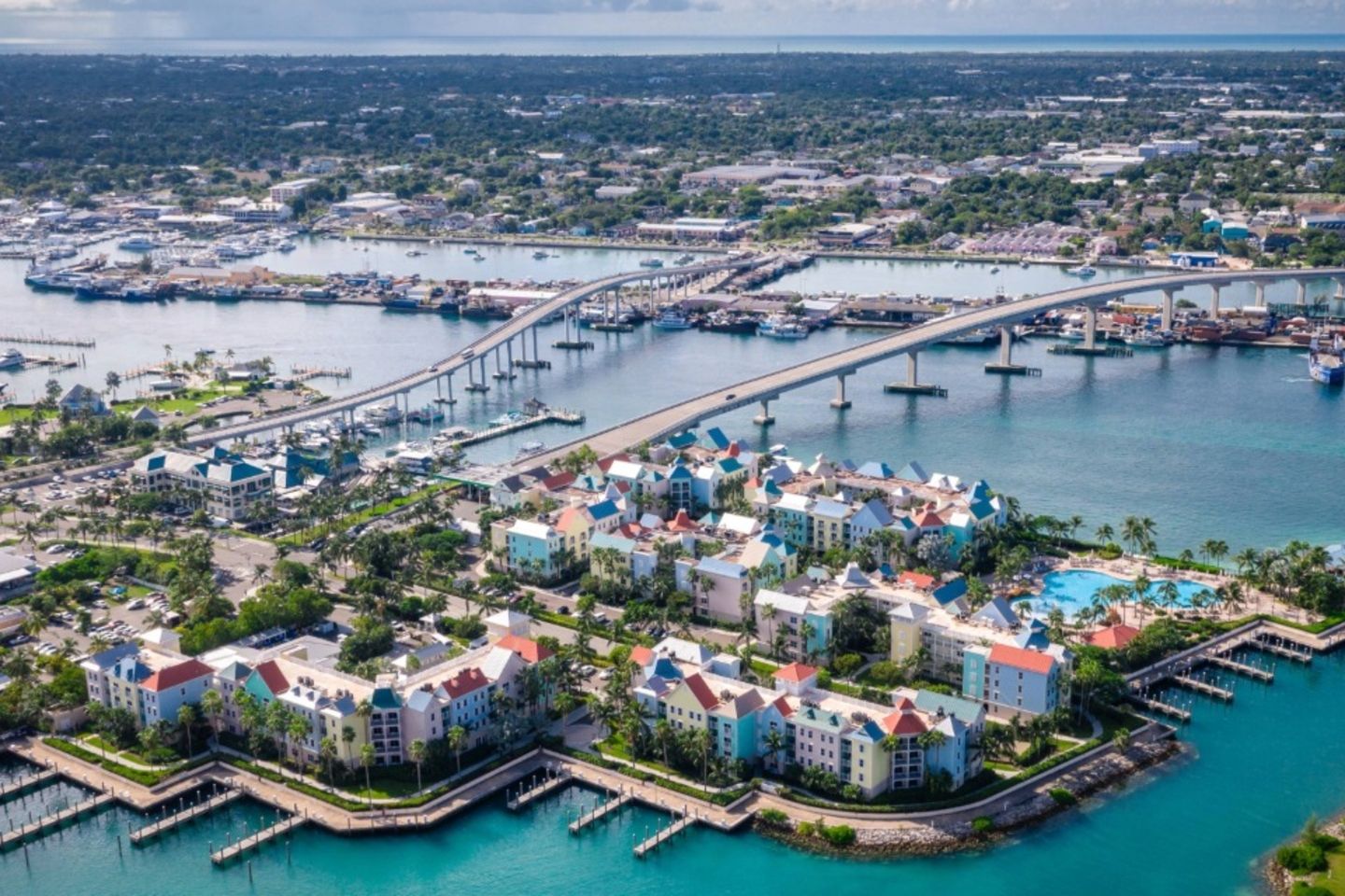 Aerial view of Nassau, Bahamas 