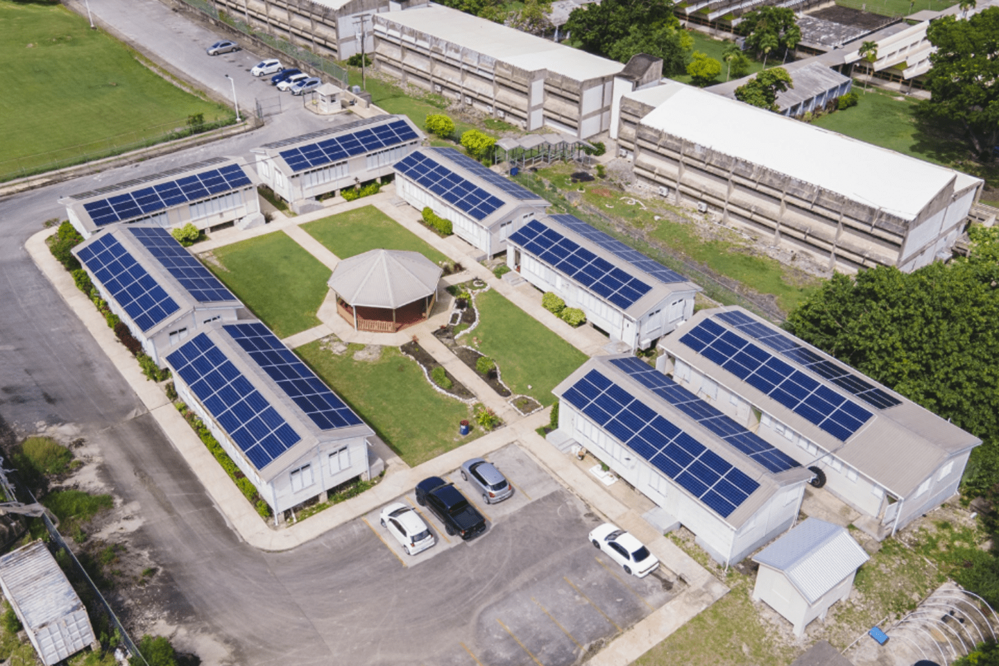 Aerial view of solar panels
