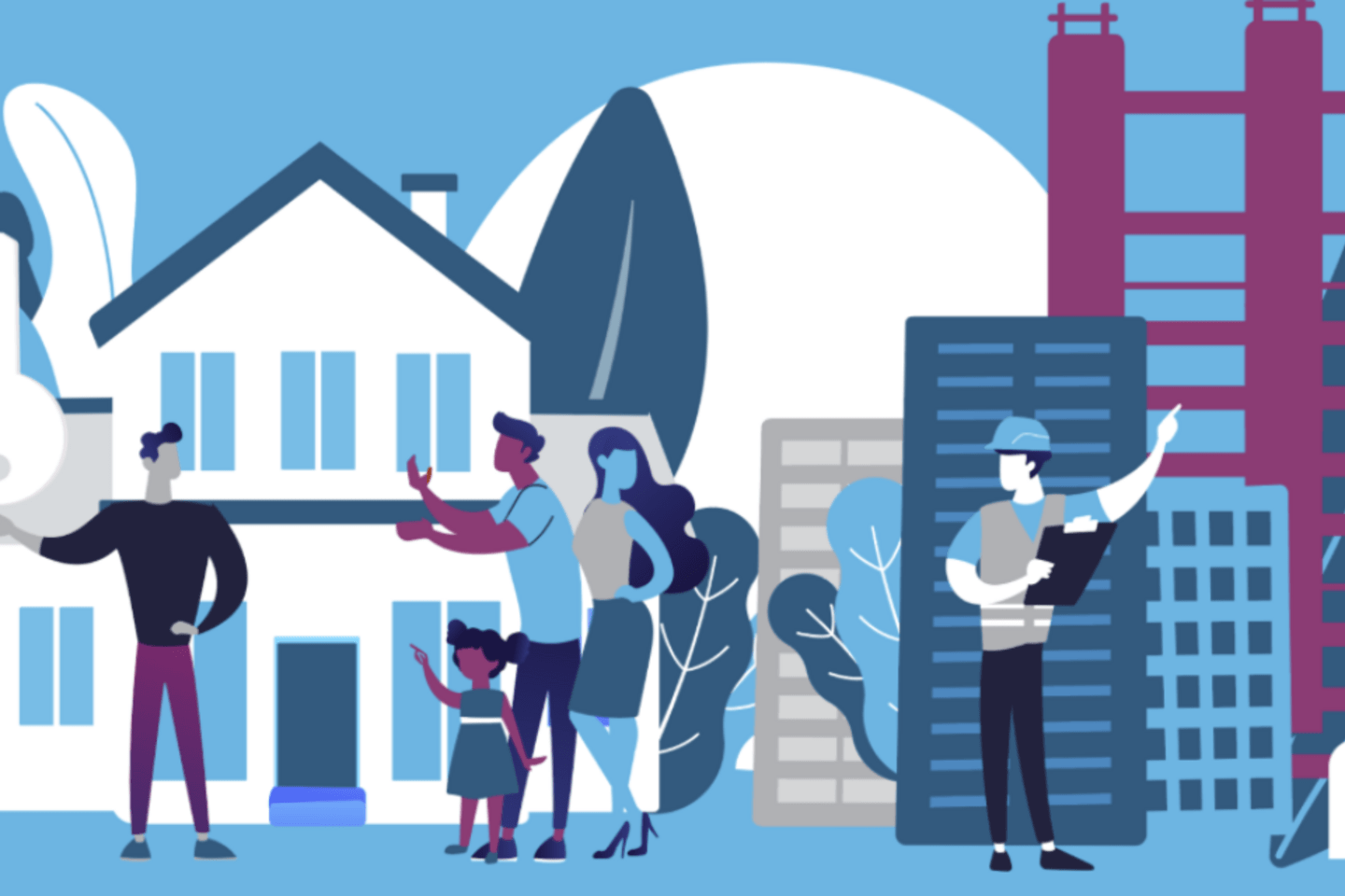 graphic in blue purple and grey 