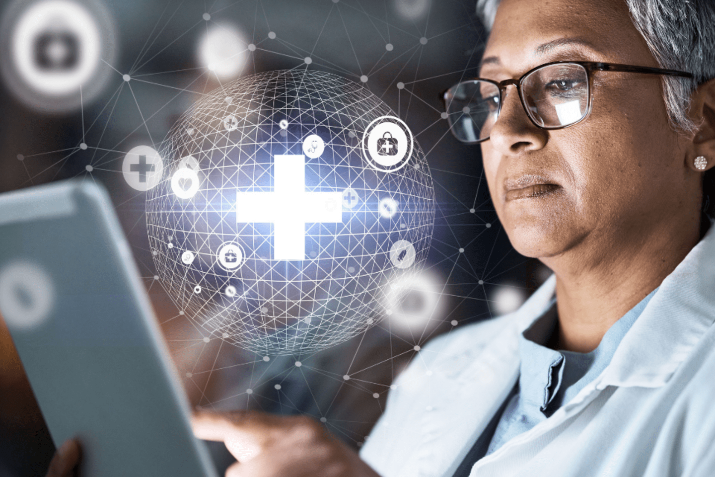 doctor working on her tablet 