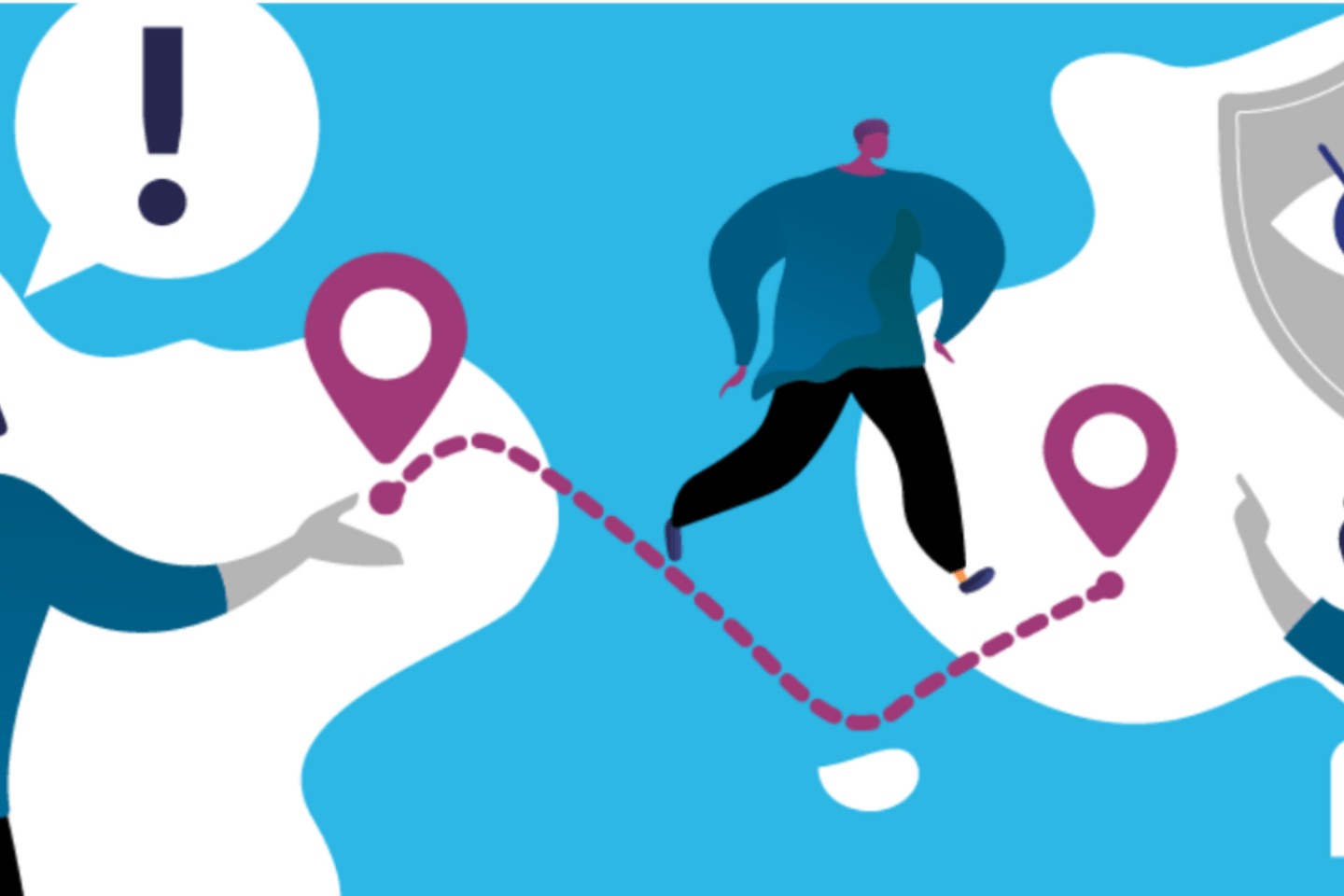 graphic in blue purple and grey 