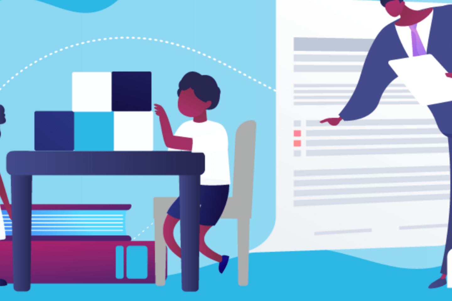 graphic in blue purple and grey 