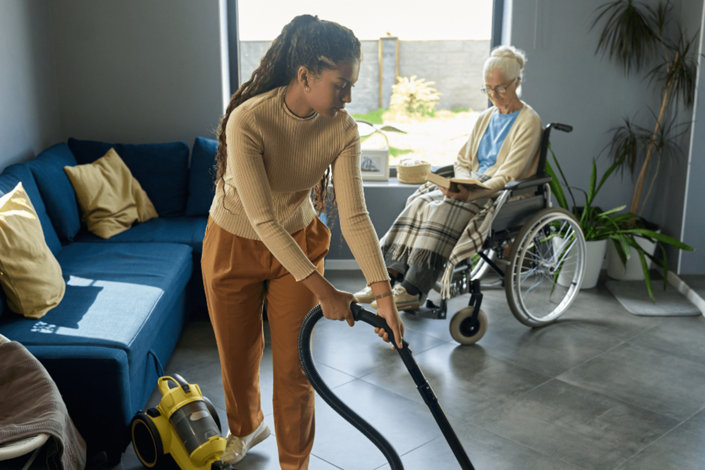 woman cleaning a house 