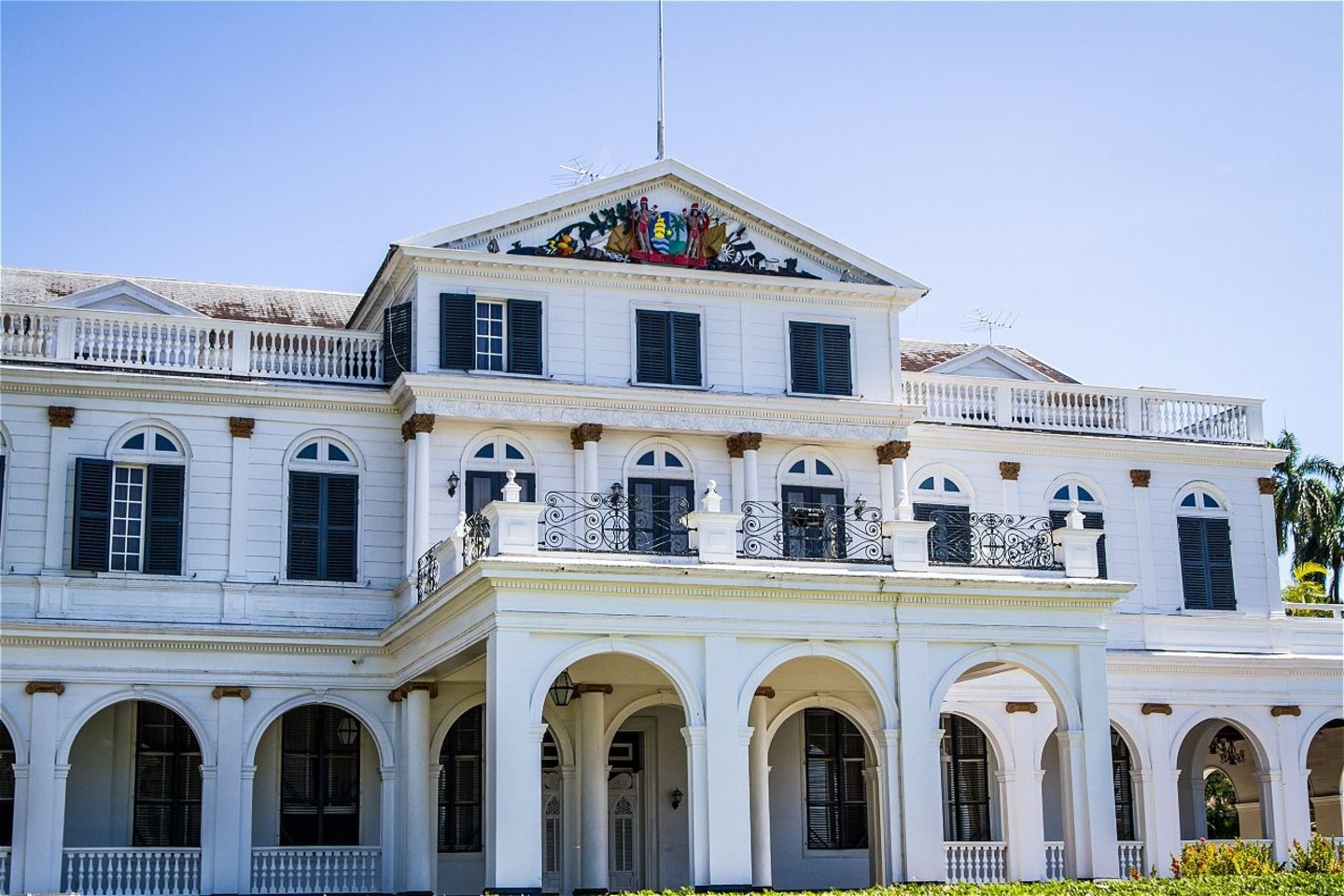 A  building in Paramaribo, part of the remodelling effort to give it back its splendour.