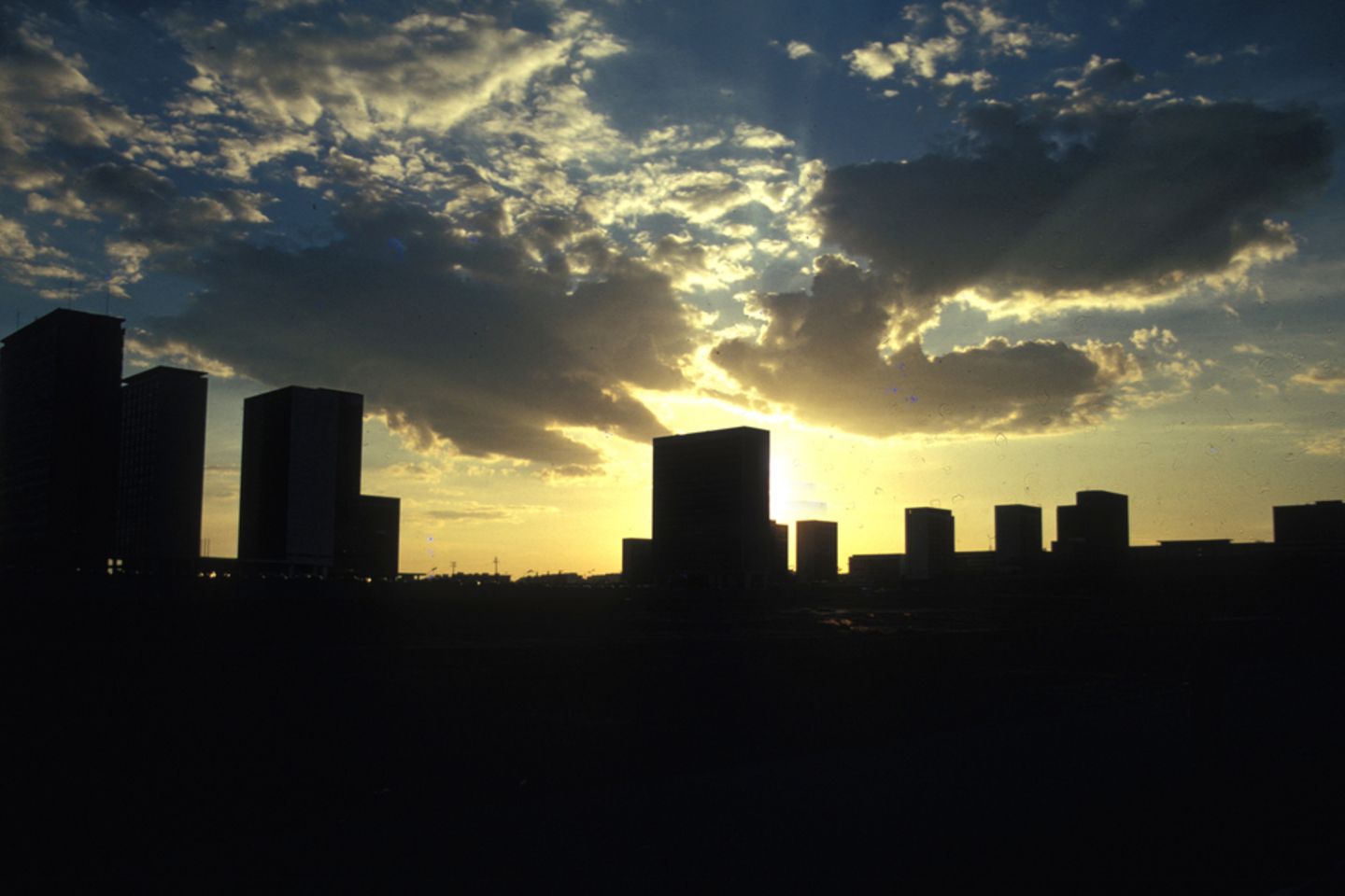 Sunrise over a big city