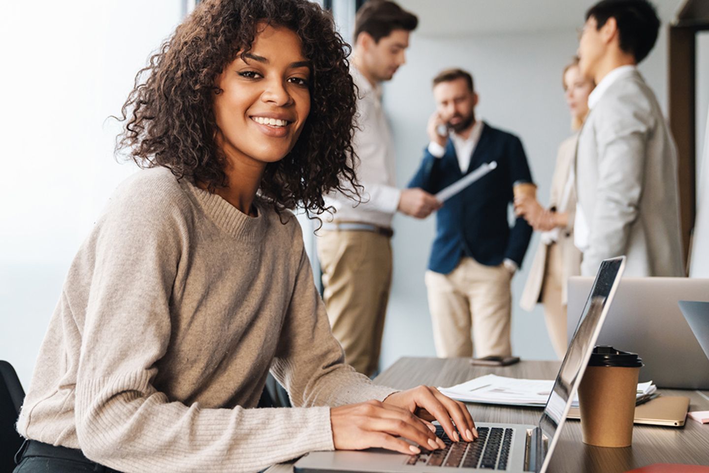 Attractive,African,Young,Confident,Businesswoman,Sitting,At,The,Office,Table