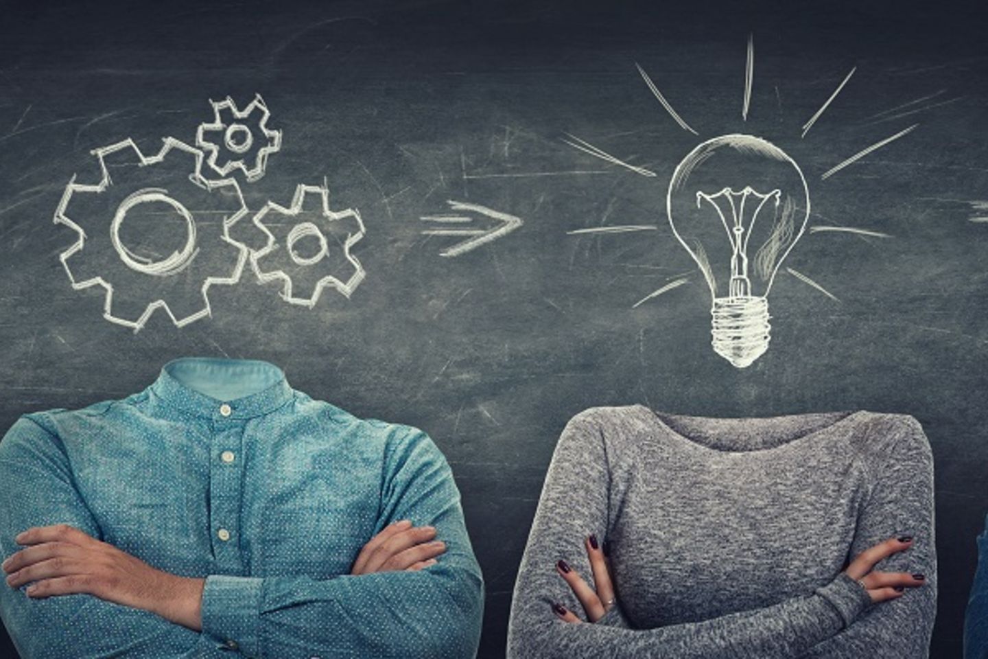 Problem analysis solution and project concept as surreal anonymous group of people with symbols instead head. Team thinking and cooperation process. Get answer to questions