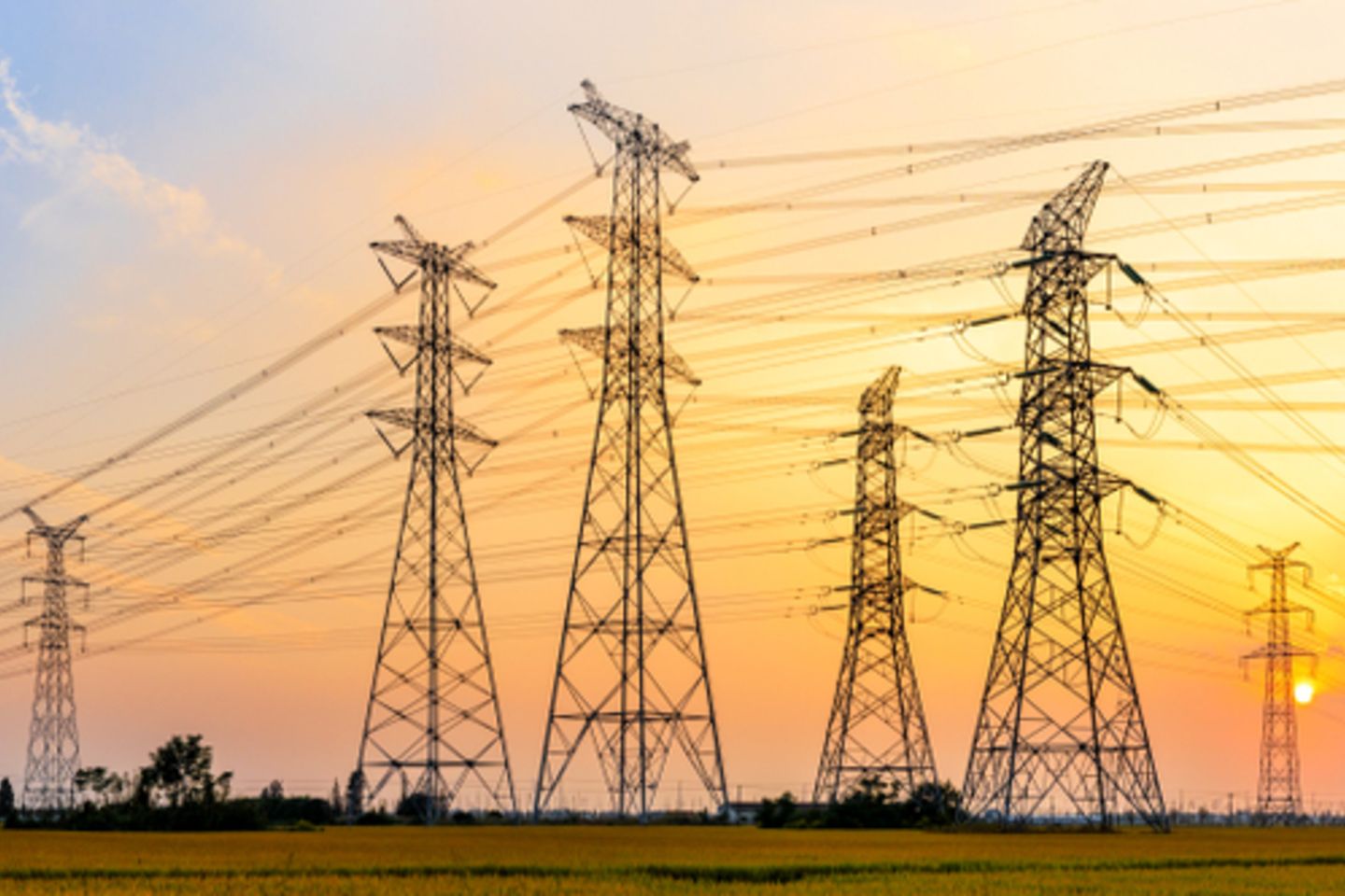 High-voltage,Power,Lines,At,Sunset,high,Voltage,Electric,Transmission,Tower