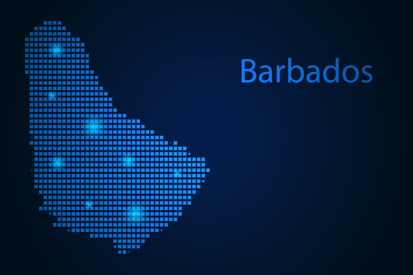 Abstract,Image,Barbados,Map,From,Pixels,Blue,And,Glowing,Stars