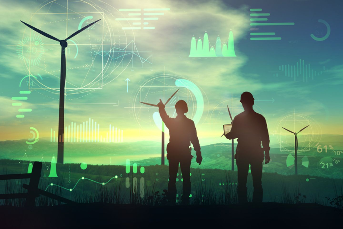 Engineers,Are,Watching,Over,The,Work,Of,Wind,Turbines,And