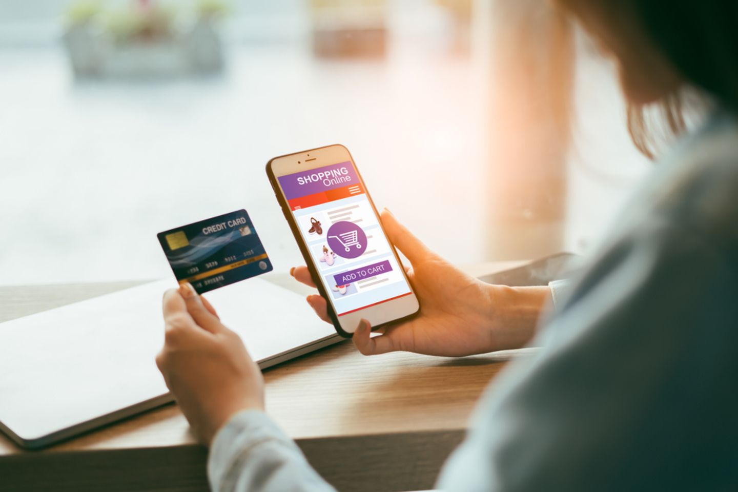 New,Normal,And,Social,Distancing,Concept.black,View,Of,Woman,Using