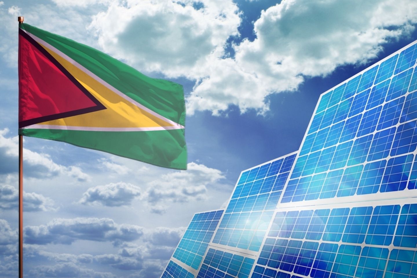 Guyana,Solar,Energy,,Alternative,Energy,Industrial,Concept,With,Flag,-