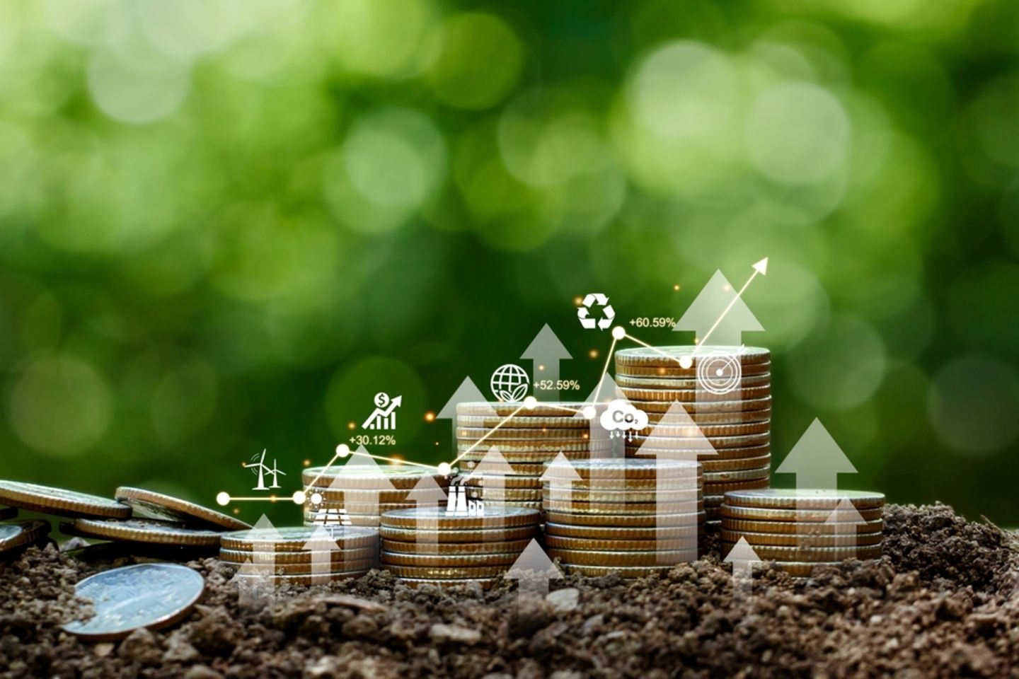 Investment,Ideas,And,Business,Growth.,Coins,Stacked,On,The,Ground