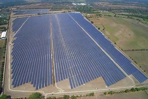 A large solar panel farm