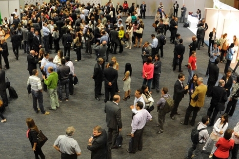 a large group of people in a room