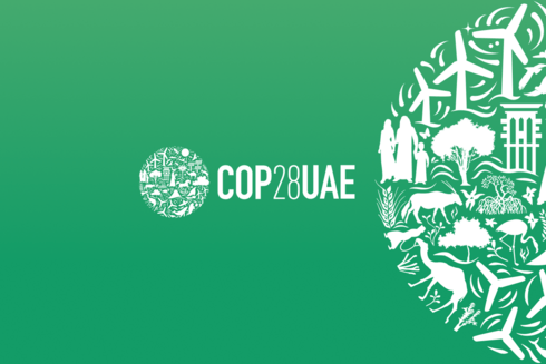 a green background with white text cop28 Climate change - Inter-American Development Bank - IDB