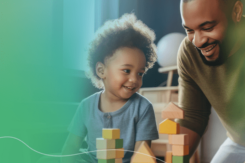 A child playing with blocks. Services - Inter-American Development Bank - IDB