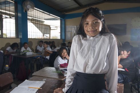 Girl standing in class - Education- Inter American Development Bank - IDB