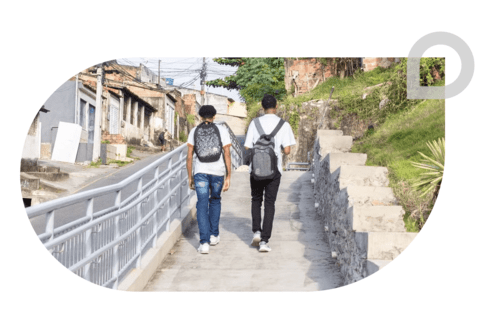 Young boys walking on backs - Story - Greater Access to Potable Water - Inter American Development Bank - IDB