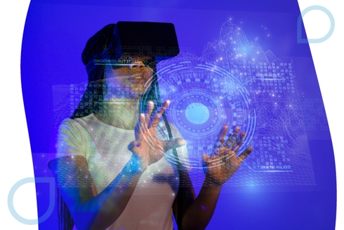 Young women with virtual glasses - Education Initiatives - Inter American Development Bank - IDB