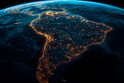 Nighttime satellite image of South America - Inter American Development Bank - Regional Integration