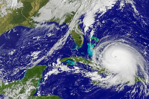 Satellite map of a hurricane in the Caribbean - Inter American Development Bank - Disaster Risk Management