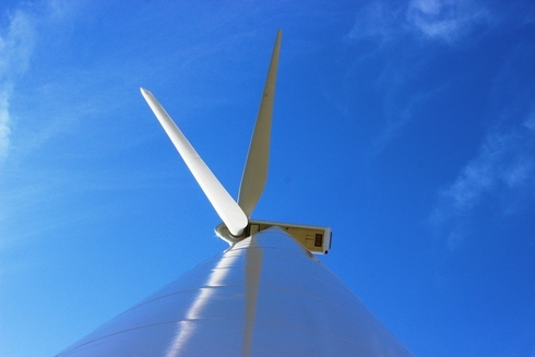 Top view towards the sky of a wind power plant - Inter American Development Bank - Public Sector