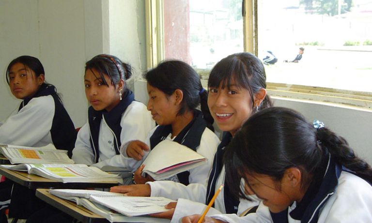 Girls in class doing homework - Inter-American Development Bank - IDB