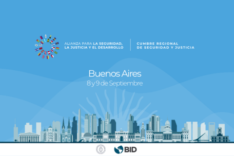 Ilustración de ciudad - Alianza por seguridad - Inter American Development Bank - IDB
